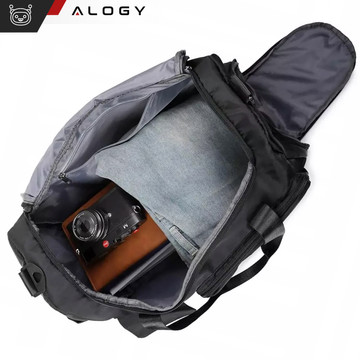 Men's women's sports shoulder bag for the gym for the plane hand luggage 44x26 training black Alogy Black