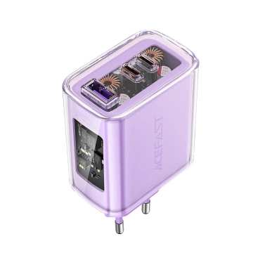 Nabíjačka do siete Acefast A45 GaN 65W, 3 USB porty (1x USB, 2x USB-C), fialová