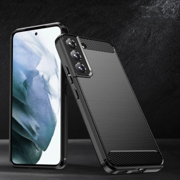 Pouzdro na telefon Carbon Case pro Samsung Galaxy S23 pružný silikonový karbonový kryt černý