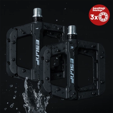 Platformové pedály pro silniční a horská kola, MTB platforma, 3 ložiska, černé, sada [2 ks] Černá