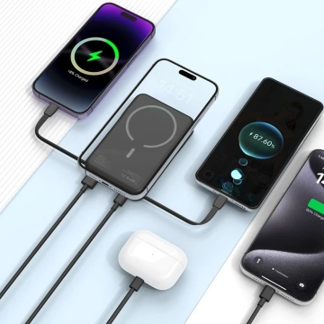 Magnetická power banka s kabelem PB31 Lifemag Magsafe Power Bank 10000 mAh (Type C Lightning) Černá