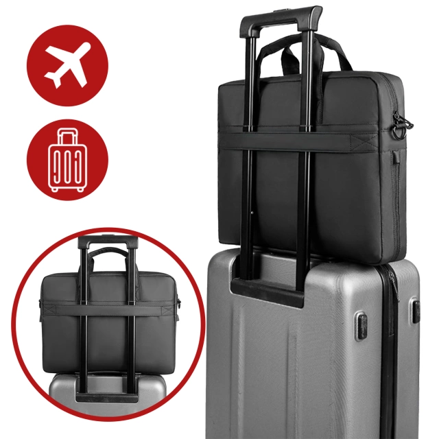 Torba na Laptopa 14" Mark Ryden, Wodoodporna, Elegancka i Pojemna, Lekka 0.5 kg, z Kieszenią na Laptopa i Tablet 9.7", Pasek na Walizkę – Czarna
