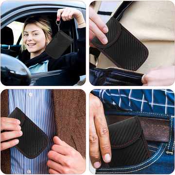 Antykradzieżowe etui na klucze Alogy pokrowiec blokujący sygnał ochrona RFID 13x8.2cm karbon czarny