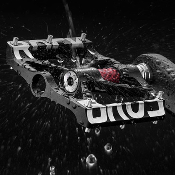 RockBros K307T Aluminium-Plattformpedale mit 5 Metallstiften, 2er-Set, Schwarz