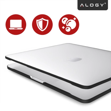 Ochranné puzdro pre Apple Macbook Air 13 13,3" - 2018-2020 (M1 A2337/A2179/A1932) Puzdro Alogy MatteGuard™, matná priehľadná biela s čiernym rámom