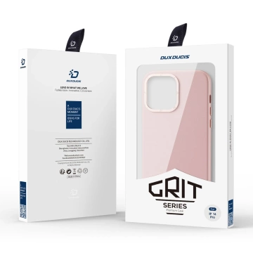 Dux Ducis Grit Leather Case for iPhone 14 Pro Sleek PU Leather Cover (MagSafe Compatible) Pink