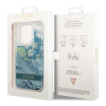 Etui Guess GUHCP14LLFLSN pro Apple iPhone 14 Pro 6,1" zielonový/zelený pevný obal Flower Liquid Glitter
