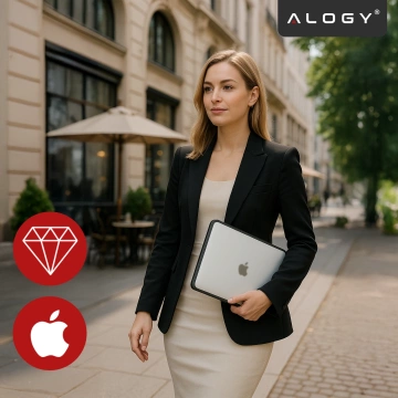 Захисний чохол для Apple Macbook Air 13 13.3" - 2018-2020 (M1 A2337/A2179/A1932) Alogy MatteGuard™, матовий прозорий білий, з чорною рамкою