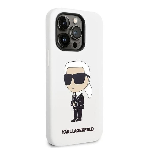Ochranné puzdro na telefón Karl Lagerfeld KLHCP14LSNIKBCH pre Apple iPhone 14 Pro 6,1" pevné puzdro bielo/biele silikónové Ikonik