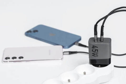Зарядний пристрій Forcell GaN 45 Вт USB-C USB-A PD QC SFC, сірий