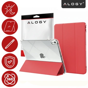 Etui do Apple iPad 11gen. 11" 2025 / 10gen. 10.9" 2022 – hybrydowa ochrona z miejscem na rysik, składana okładka z funkcją podstawki, precyzyjne dopasowanie – Alogy HybridBook™ Case Czerwone