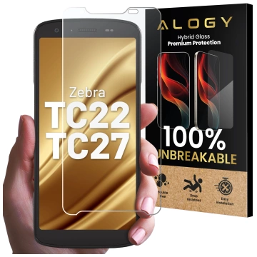 Гібридне скло 9H для Zebra TC22/TC27, повністю плоске, гнучке та стійке, Alogy FlexiGlass™ повністю прозоре