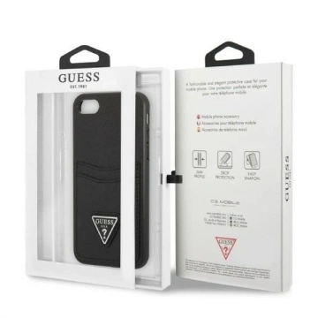 Etui Guess GUHCI8PSATPK für Apple iPhone 7/8 SE 2020 / SE 2022 Hardcase Czarny/Black Hardcase Saffiano Triangle Logo Cardslot