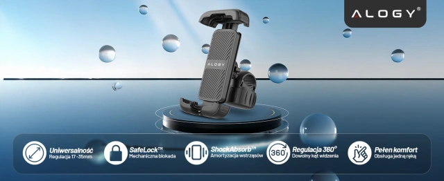 Držiak telefónu na bicykel 4,7-6,8" pre telefón Riadidlá na bicykel pre bicykel Motocykel Nastaviteľné Alogy Sport Black