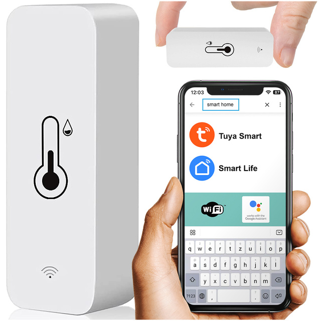 Inteligentny zestaw 2x czujnik WiFi Alogy temperatury i wilgotności Tuya Smart Life Monitor termometr biały