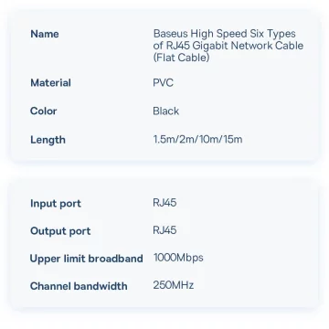 Baseus Speed ​​Six Netzwerkkabel RJ45 1000Mbps 1,5m schwarz (WKJS000001)