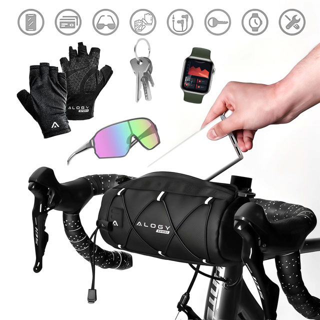 Brašna na tašku na kolo 2,5 l rám na řídítka rám na tašku obal na tašku 23,6 x 10,5 x 10 cm (S) Alogy Sport černá