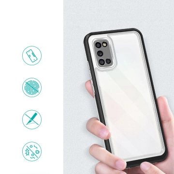 Clear 3in1 case for Samsung Galaxy A03s (166) gel cover with frame black