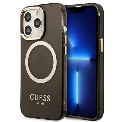 Etui Guess GUHMP13XHTCMK do iPhone 13 Pro Max 6,7" hard case Gold Outline Translucent MagSafe