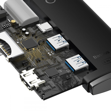 HUB adaptér Baseus Lite Series USB-C adaptér 2x USB 3.0 4K SD / TF čierny