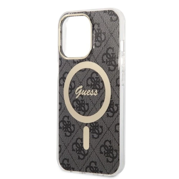 Zestaw Guess GUBPP13LH4EACSK Case+ Charger iPhone 13 Pro czarny/black hard case 4G MagSafe Print