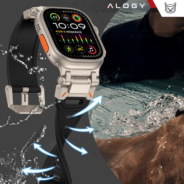 Alogy Luxury metal TPU band bracelet strap for Apple Watch 42/44/45/49mm black