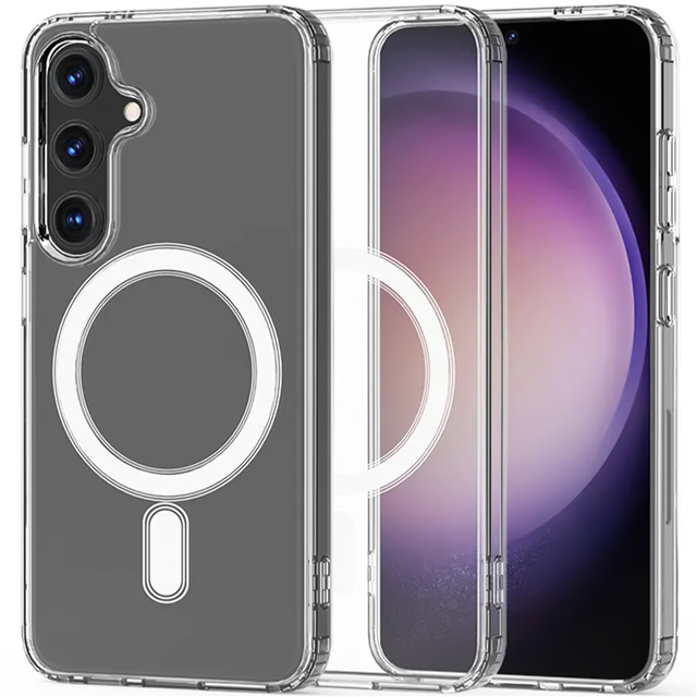 Puzdro pre Samsung Galaxy S23 FE Plus Mag Safe Hybrid Case Zadný kryt krytu Anti-Shock Clear Alogy Transparent