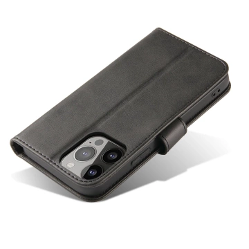 Magnetické puzdro na telefón iPhone 13 elegantné puzdro s odklápacím krytom a funkciou stojana čierne
