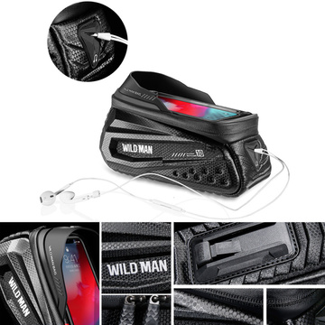 Bicycle bag Wildman Front Frame Bicycle Bag ES10X handlebar holder for phone 1.2l Black