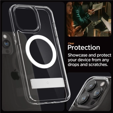 Spigen Ultra Hybrid S MagSafe case with stand for iPhone 15 Pro - transparent