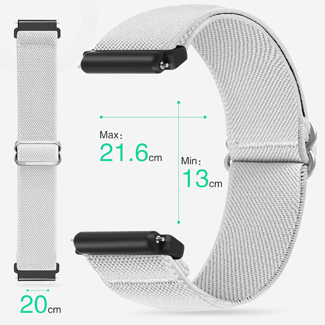 Elastisches Armband Universal Nylon Alogy Nylon Smartwatch Band 20mm weiß