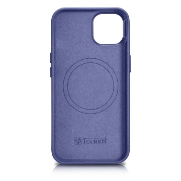 iCarer Case Kožené originální kožené pouzdro na telefon pro iPhone 14 Plus světle fialové (kompatibilní s MagSafe)