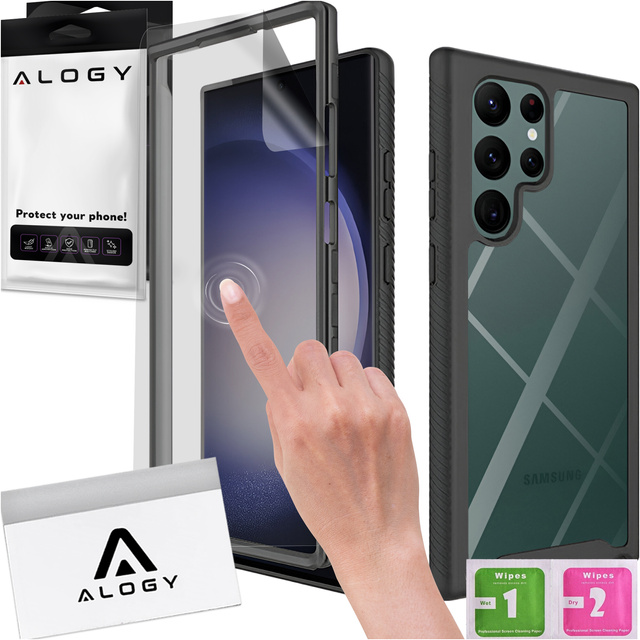 Hülle für Samsung Galaxy S24 Ultra Armored Cover Hydrogel Screen Film Case 360 Defense Pro Schwarz