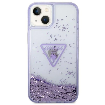 Etui Guess GUHCP14MLFCTPU do Apple iPhone 14 Plus 6,7" fioletoowy/fialové pevné pouzdro Liquid Glitter Palm Collection