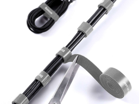 Baseus Klettband-Organizer Circle Velcro Strap 3m Grauer Kabelbinder