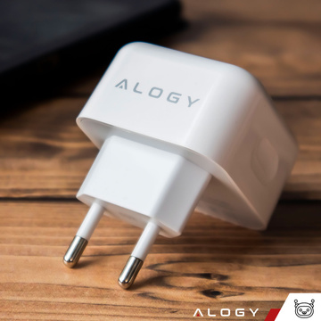 Rýchla 35W nástenná nabíjačka 2x USB-C USB typ C PD pre iPhone Alogy 2-portová kocka Biela