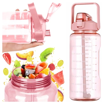 Veľká fľaša, fľaša na pitie Alogy MotivHydro Motivačná odmerka 2l 2000ml Ružová