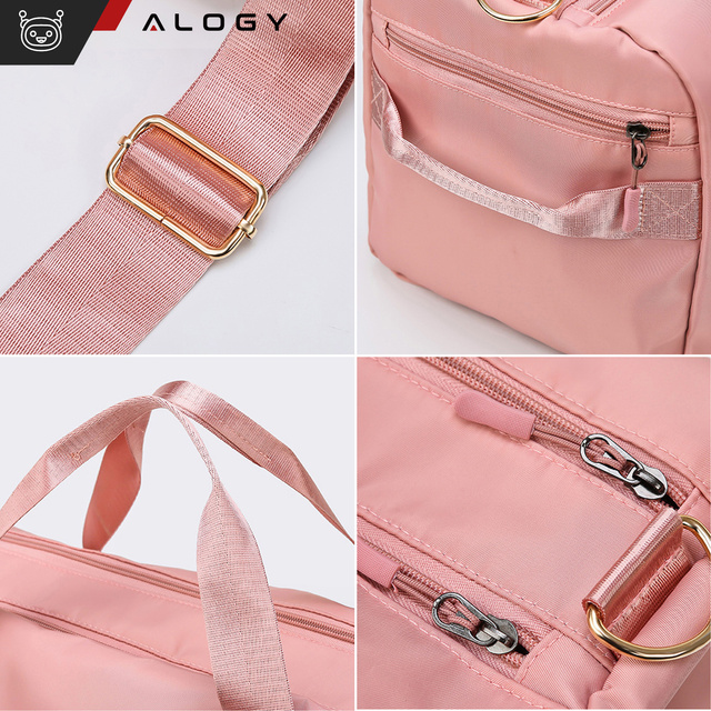 Жіноча спортивна сумка через плече в зал, в літак, ручна поклажа, 48х25, тканина тренувальна, Alogy, Рожевий