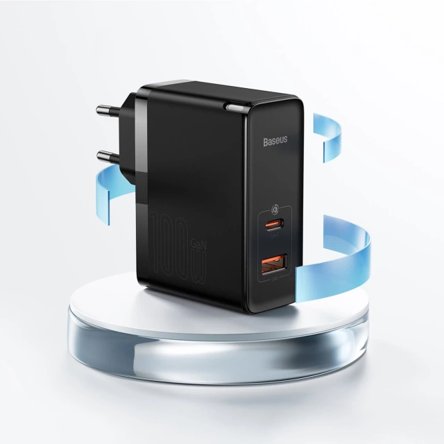 Baseus GaN5 Pro fast universal wall charger GaN USB Type C / USB 100W PD3.0, QC4.0 , AFC white (CCGP090202)