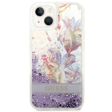 Etui Guess GUHCP14MLFLSU do Apple iPhone 14 Plus 6,7" fioletowy/fialové pevné puzdro Flower Liquid Glitter