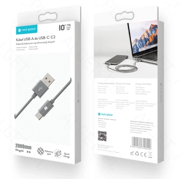 ROCK SPACE C2 USB-C Nylonový kábel typu C 2m 1,5A