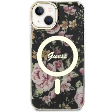Etui Guess GUHMP14MHCFWSK pro iPhone 14 Plus 6,7" pevný obal Flower MagSafe