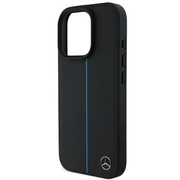 Etui Mercedes für iPhone 16 Pro Max 6,9" Hardcase MB Blue Line Leder MagSafe Czarny