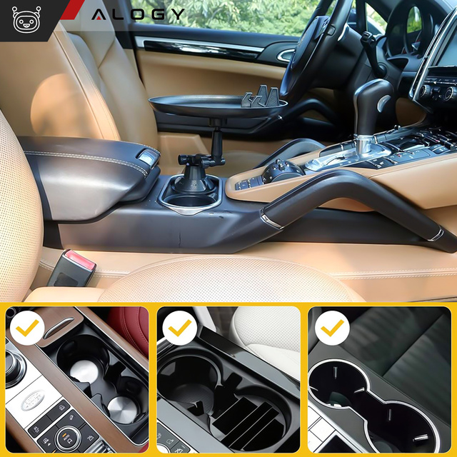 Піднос для столу для подорожей автомобільний тримач для телефону автомобільна їжа Alogy Cup Holder Black