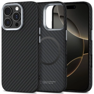 MagSafe Tech-Protect Ion Carbon iPhone 16 Pro Case Black/Silver