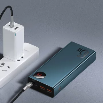 Powerbank Baseus Adaman Metal 20000mAh, PD, QC 3.0, 65W, 2xUSB USB-C Micro USB, (niebieski)