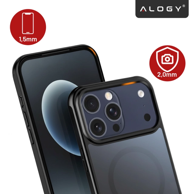 Alogy 3in1 Case Pack™ – Schwarze MagSafe Hybrid-Hülle mit 2 Displayschutzfolien aus gehärtetem Glas für Apple iPhone 17 Pro Max