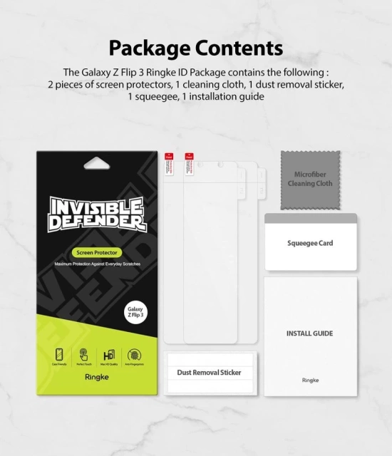 Protective foil ringke id 2-pack galaxy z flip 3