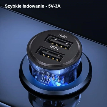 USAMS Car charger C31 3A 2xUSB-A Fast Charge blue/blue CC162CC02 (US-CC162)