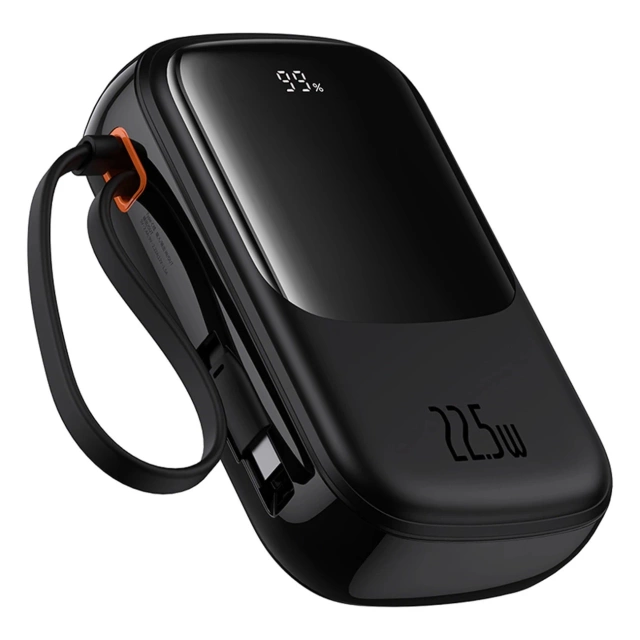 Powerbanka Baseus Qpow Pro 20000mAh 22,5W so vstavaným káblom USB-C a displejom - čierna